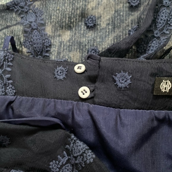 House of Harlow Pure Silk Navy Blue Mini Dress with Spaghetti Straps Size Small - Picture 6 of 8